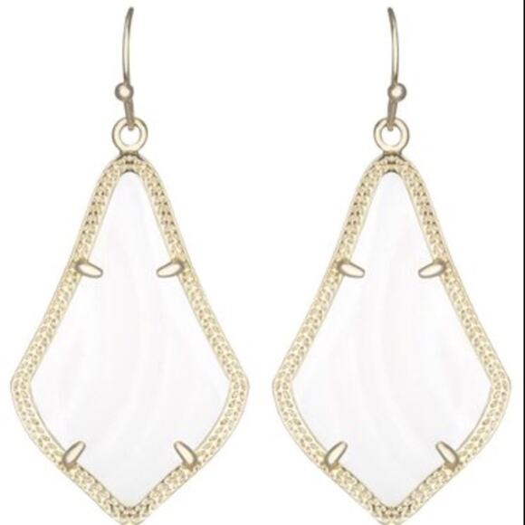 Kendra Scott Alexandra Large Mother of Pearl Drop Earrings in Gold Tone - Picture 1 of 11
